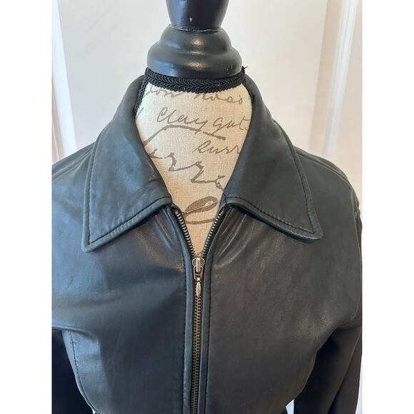 Vintage Luis Alvear Women's sz M Black Leather Zip Up Jacket Soft 90s Y2k - Picture 4 of 10